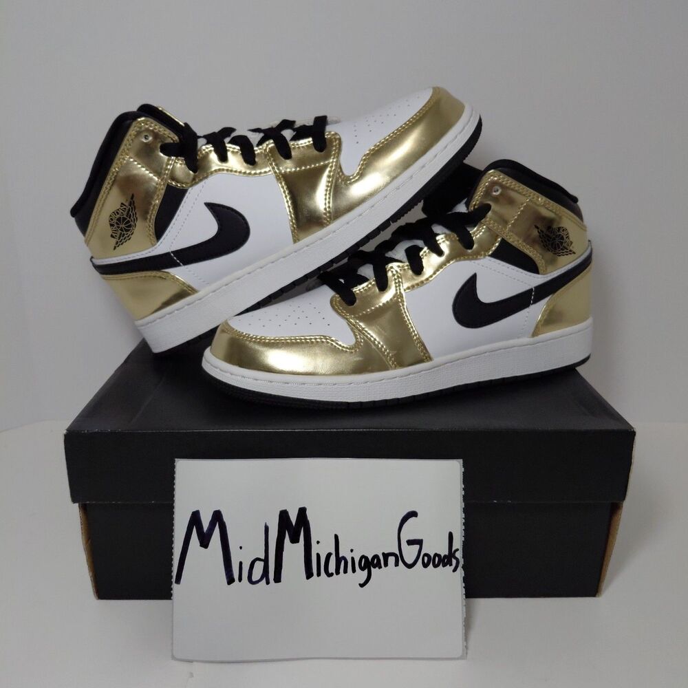Nike Air Jordan 1 Mid SE Metallic Gold GS DC1420-700 Size 6Y/US Women's 7.5